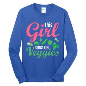 This Runs On Veggies Funny Veganism Vegan Funny Gift Tall Long Sleeve T-Shirt