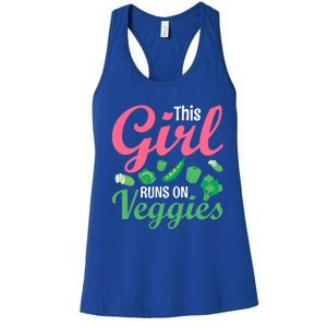 This Runs On Veggies Funny Veganism Vegan Funny Gift Women's Racerback Tank