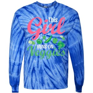 This Runs On Veggies Funny Veganism Vegan Funny Gift Tie-Dye Long Sleeve Shirt