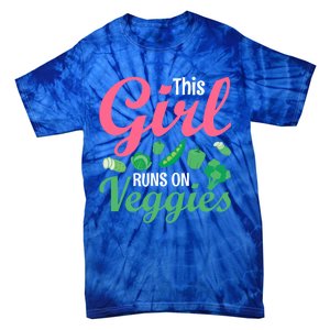 This Runs On Veggies Funny Veganism Vegan Funny Gift Tie-Dye T-Shirt