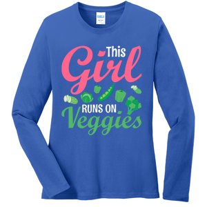 This Runs On Veggies Funny Veganism Vegan Funny Gift Ladies Long Sleeve Shirt