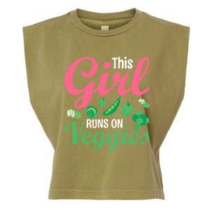 This Runs On Veggies Funny Veganism Vegan Funny Gift Garment-Dyed Women's Muscle Tee