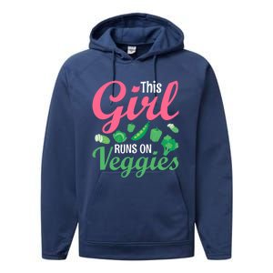 This Runs On Veggies Funny Veganism Vegan Funny Gift Performance Fleece Hoodie