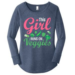 This Runs On Veggies Funny Veganism Vegan Funny Gift Women's Perfect Tri Tunic Long Sleeve Shirt