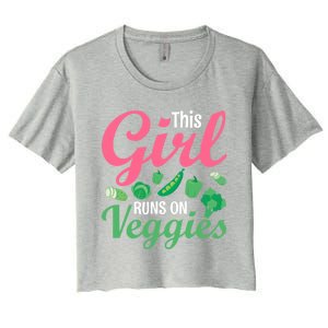 This Runs On Veggies Funny Veganism Vegan Funny Gift Women's Crop Top Tee