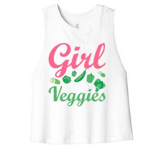 This Runs On Veggies Funny Veganism Vegan Funny Gift Women's Racerback Cropped Tank