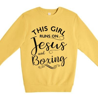 This Runs On Jesus And Boxing Christian Sport Gift Meaningful Gift Premium Crewneck Sweatshirt