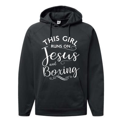 This Runs On Jesus And Boxing Christian Sport Gift Meaningful Gift Performance Fleece Hoodie