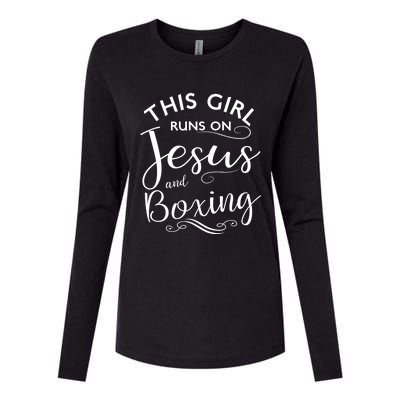 This Runs On Jesus And Boxing Christian Sport Gift Meaningful Gift Womens Cotton Relaxed Long Sleeve T-Shirt