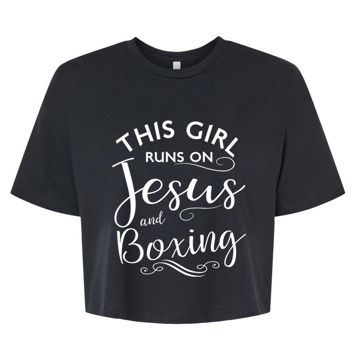 This Runs On Jesus And Boxing Christian Sport Gift Meaningful Gift Bella+Canvas Jersey Crop Tee