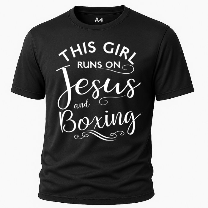 This Runs On Jesus And Boxing Christian Sport Gift Meaningful Gift Cooling Performance Crew T-Shirt