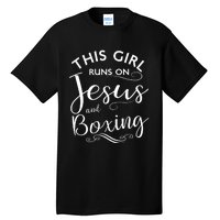 This Runs On Jesus And Boxing Christian Sport Gift Meaningful Gift Tall T-Shirt