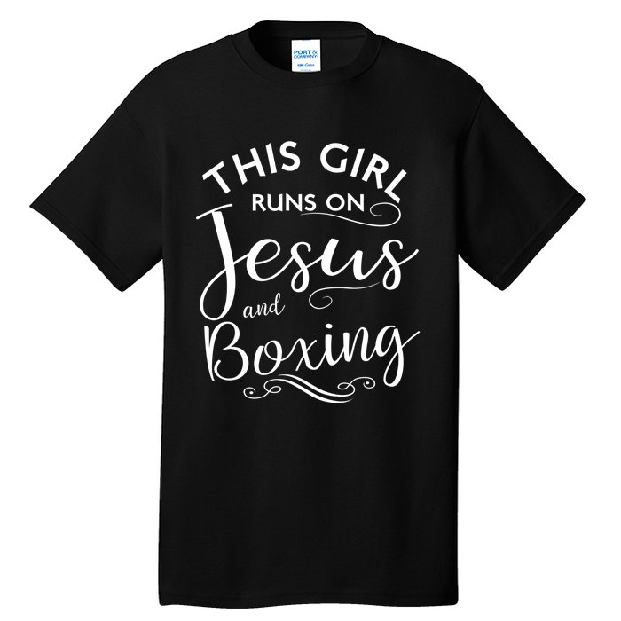 This Runs On Jesus And Boxing Christian Sport Gift Meaningful Gift Tall T-Shirt