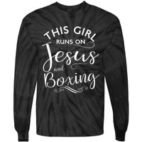 This Runs On Jesus And Boxing Christian Sport Gift Meaningful Gift Tie-Dye Long Sleeve Shirt