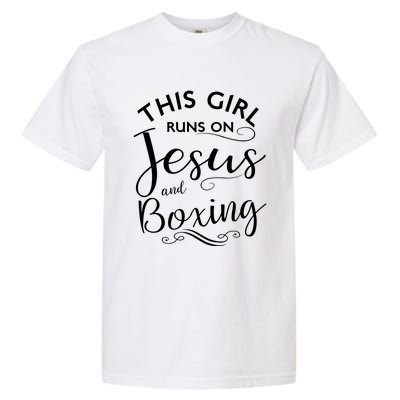 This Runs On Jesus And Boxing Christian Sport Gift Meaningful Gift Garment-Dyed Heavyweight T-Shirt