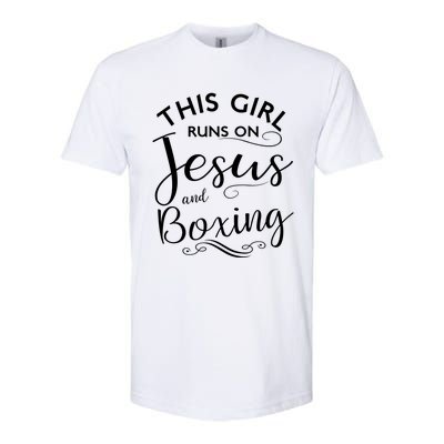 This Runs On Jesus And Boxing Christian Sport Gift Meaningful Gift Softstyle CVC T-Shirt