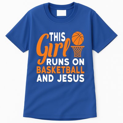 This Runs On Basketball And Jesus Graphic Gift Meaningful Gift Tall T-Shirt