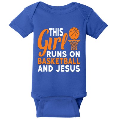 This Runs On Basketball And Jesus Graphic Gift Meaningful Gift Baby Bodysuit