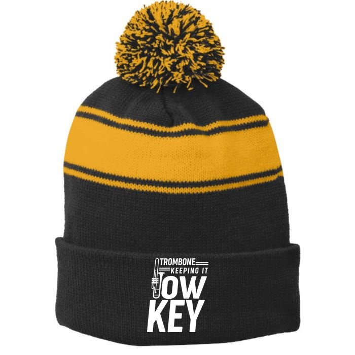 Trombone Keeping It Low Key Stripe Pom Pom Beanie