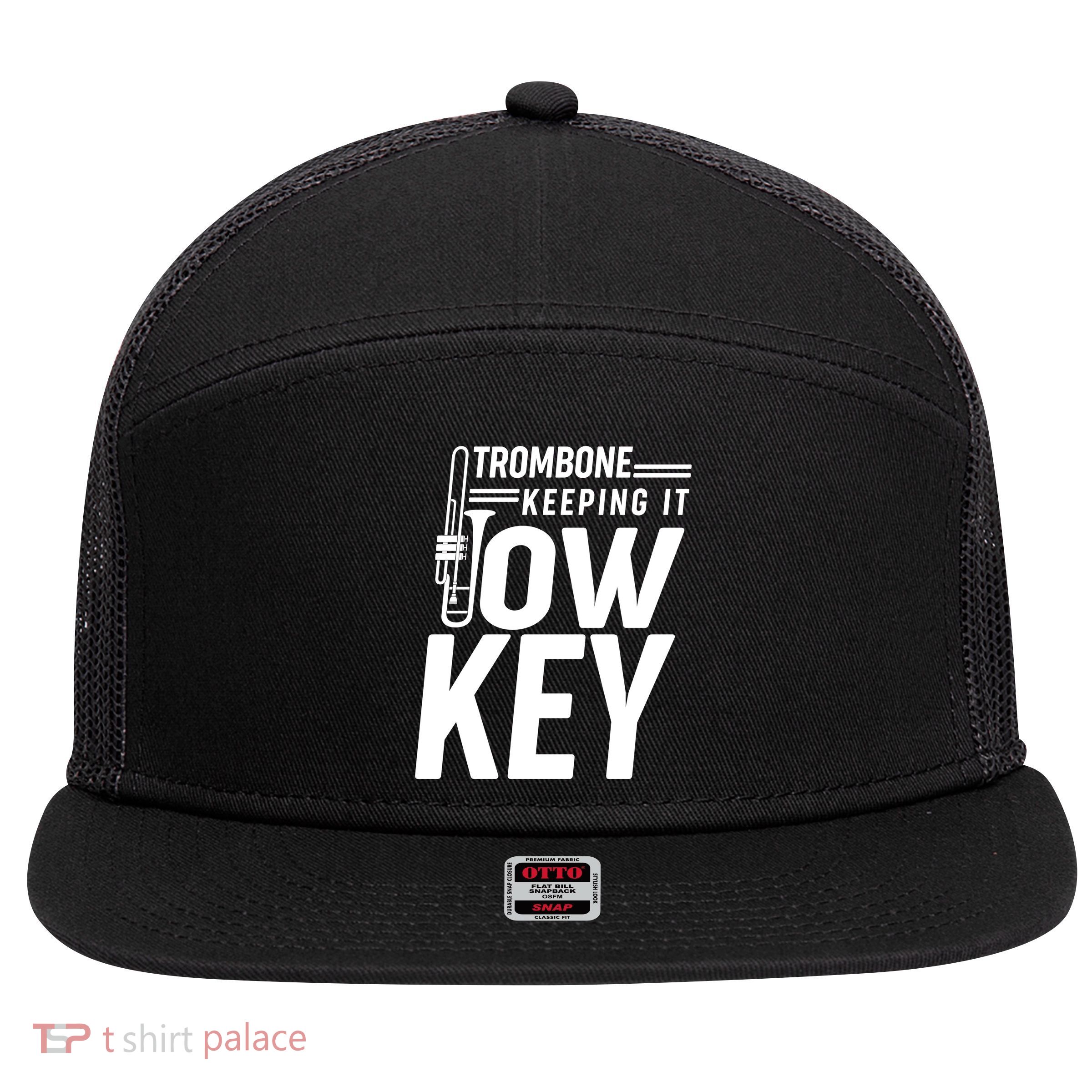 Trombone Keeping It Low Key 7 Panel Mesh Trucker Snapback Hat