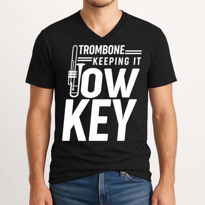 Trombone Keeping It Low Key V-Neck T-Shirt