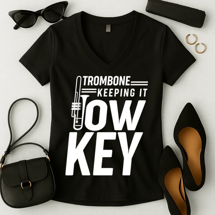 Trombone Keeping It Low Key Women's V-Neck T-Shirt