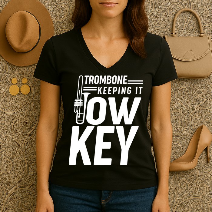 Trombone Keeping It Low Key Women's V-Neck T-Shirt