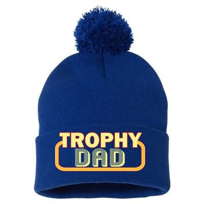 Trophy Dad Funny Retro Pom Pom 12in Knit Beanie