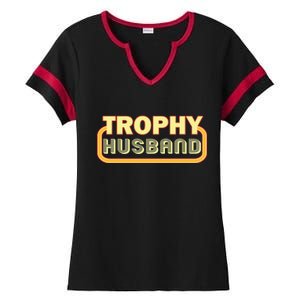 Trophy Husband Funny Retro Ladies Halftime Notch Neck Tee