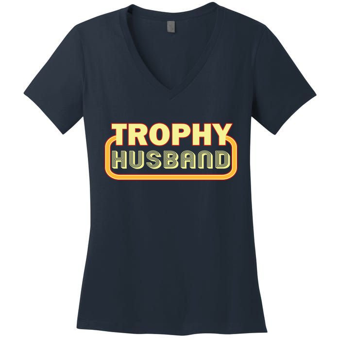 Trophy Husband Funny Retro Women's V-Neck T-Shirt