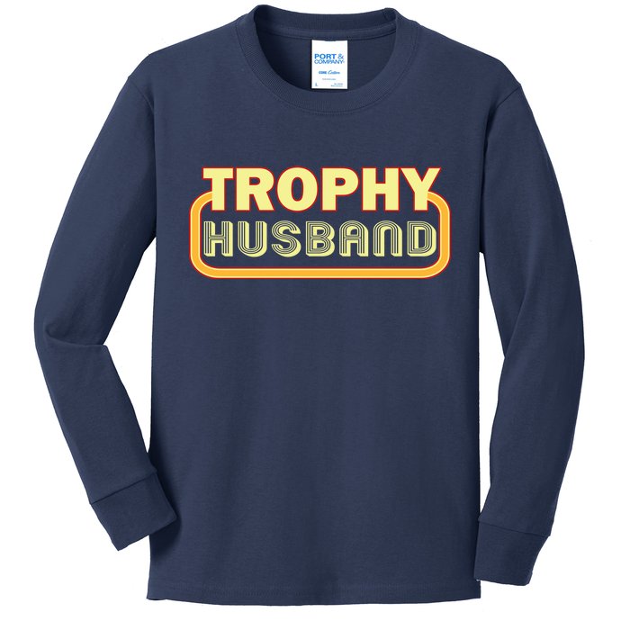 Trophy Husband Funny Retro Kids Long Sleeve Shirt