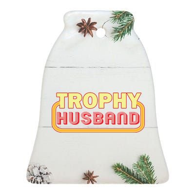 Trophy Husband Funny Retro Ceramic Bell Ornament