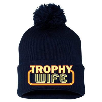 Trophy Wife Funny Retro Pom Pom 12in Knit Beanie