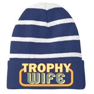 Trophy Wife Funny Retro Striped Beanie with Solid Band