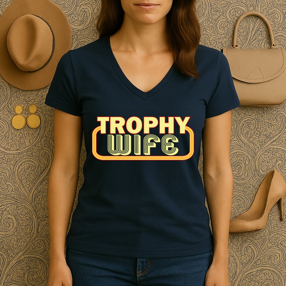 Trophy Wife Funny Retro Women's V-Neck T-Shirt