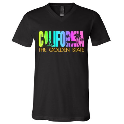 Tropical California The Golden State V-Neck T-Shirt