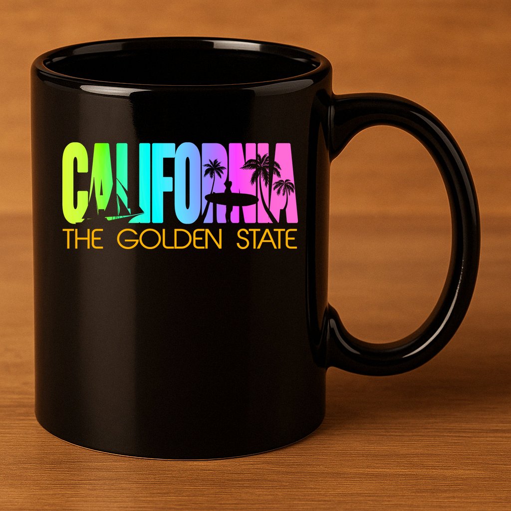 Tropical California The Golden State 11oz C Handle Ceramic Mug