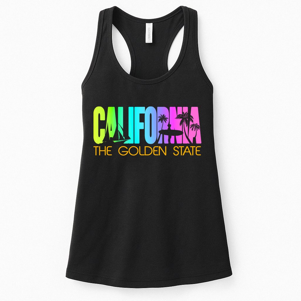 Tropical California The Golden State Womens Tank Top