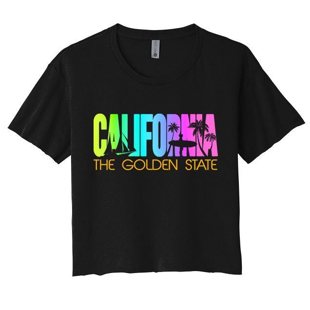 Tropical California The Golden State Crop Top
