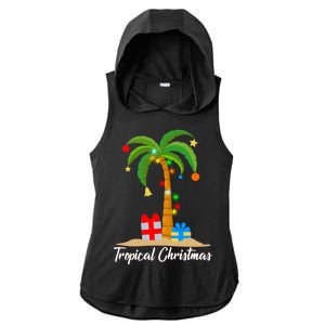 Tropical Christmas Ladies PosiCharge Tri-Blend Wicking Draft Hoodie Tank