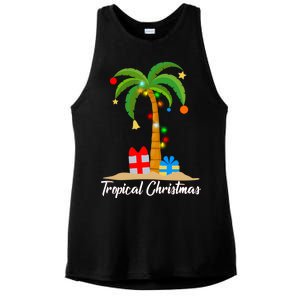 Tropical Christmas Ladies PosiCharge Tri-Blend Wicking Tank