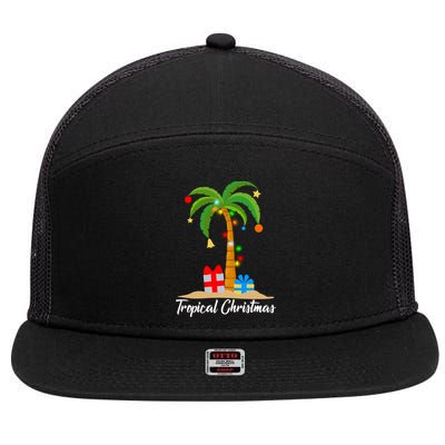 Tropical Christmas 7 Panel Mesh Trucker Snapback Hat