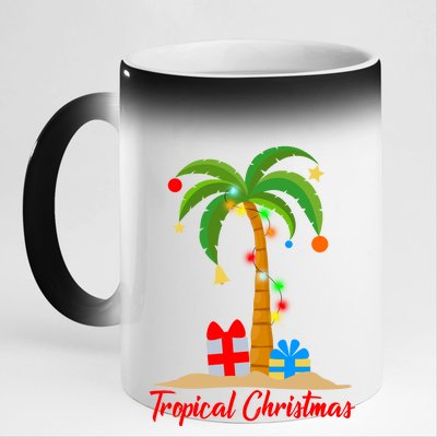 Tropical Christmas 11oz Black Color Changing Mug