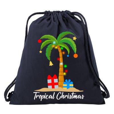 Tropical Christmas Drawstring Bag