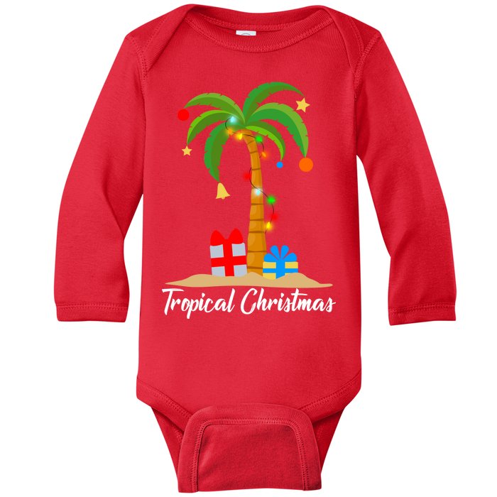 Tropical Christmas Baby Long Sleeve Bodysuit