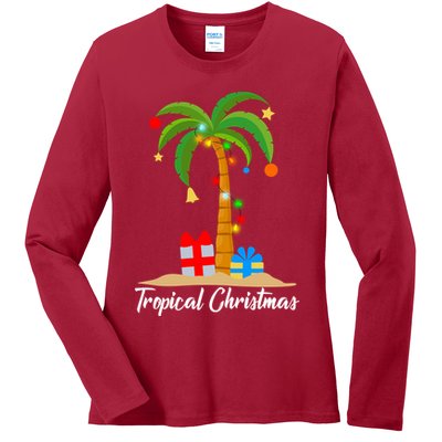 Tropical Christmas Ladies Long Sleeve Shirt