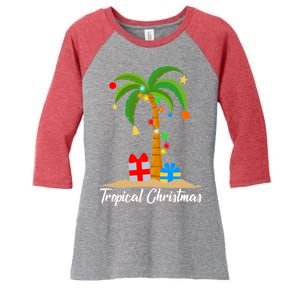 Tropical Christmas Women's Tri-Blend 3/4-Sleeve Raglan Shirt