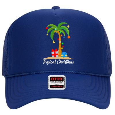 Tropical Christmas High Crown Mesh Back Trucker Hat