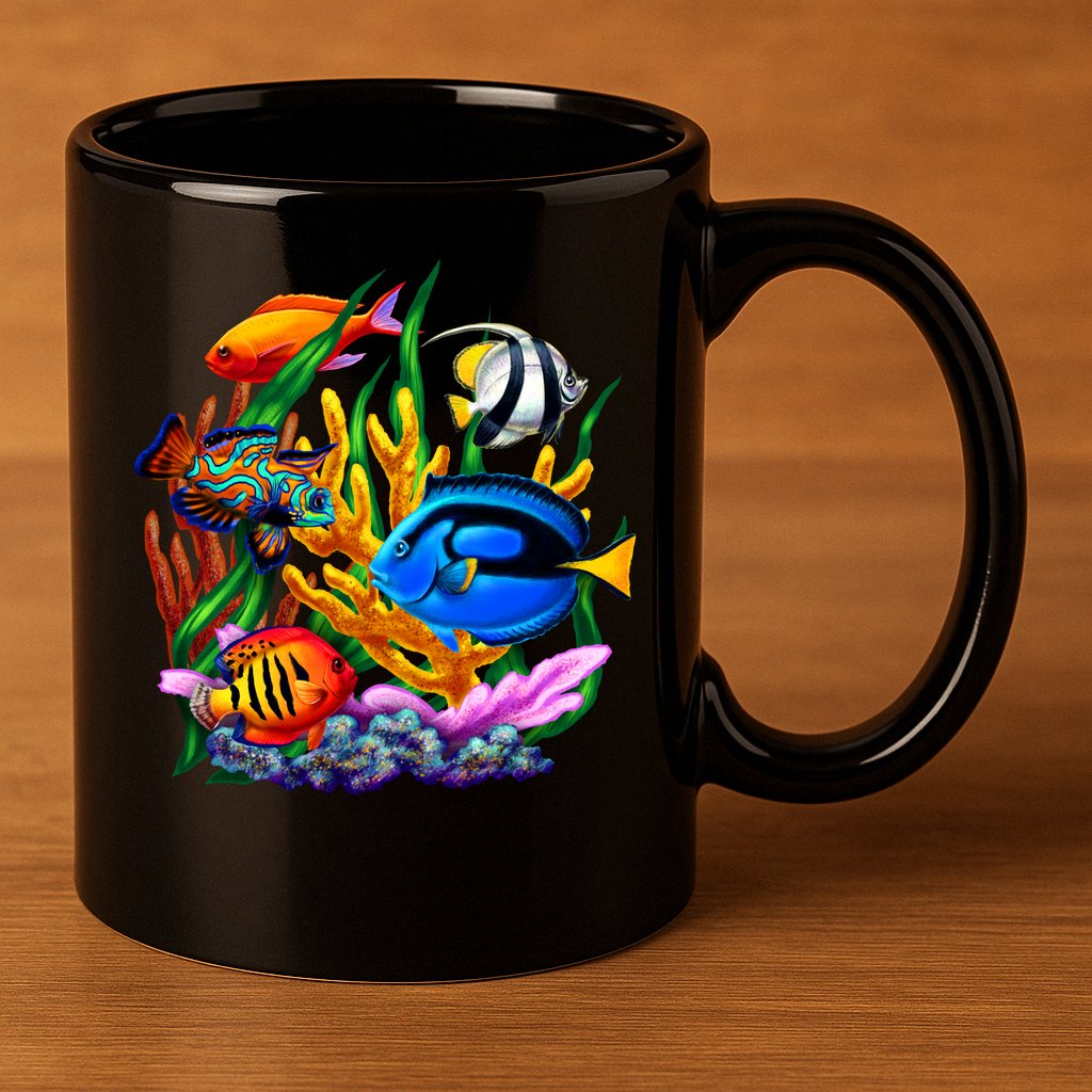 Tropical Fish 11oz C Handle Ceramic Mug