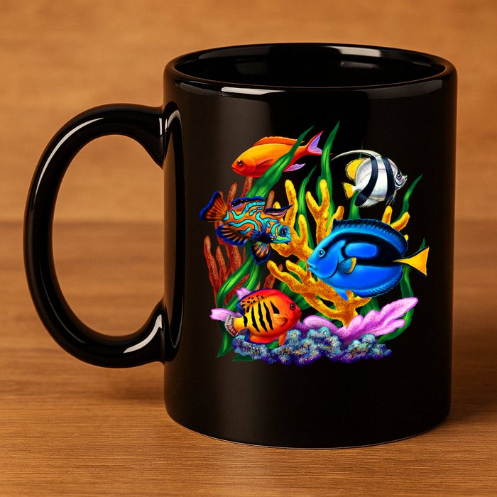 Tropical Fish 11oz C Handle Ceramic Mug